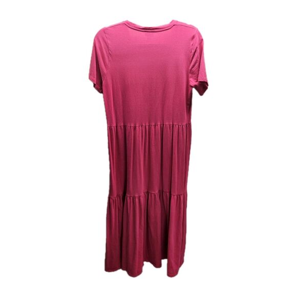 J. Crew Womens Pink Dress V-neck Midi Tiered Size Medium - Picture 5 of 5